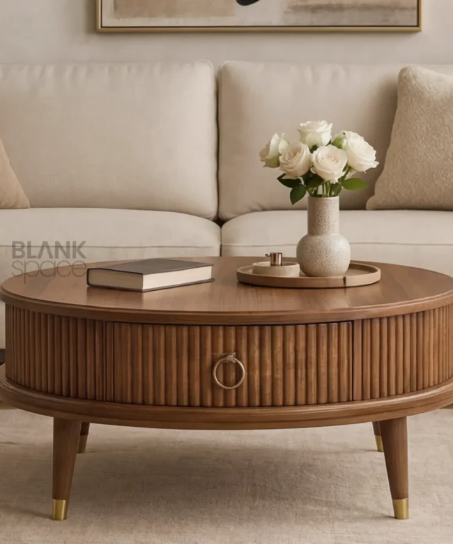 Round fluted coffee table