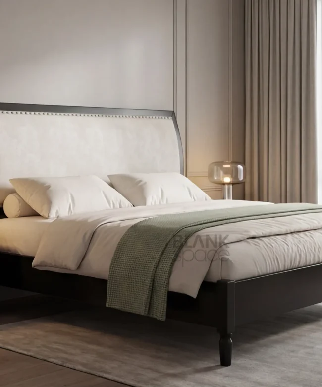 Luxury Upholstered Bed with Nailhead Trim