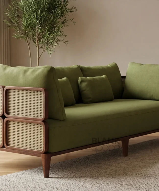 Modern Green Upholstered Sofa