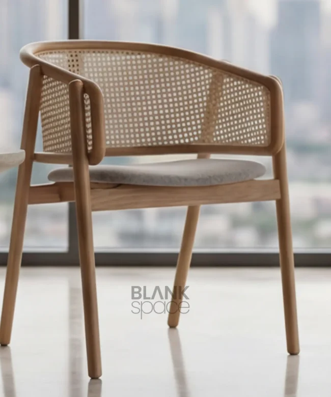 Modern Solid Wood Cane Chair