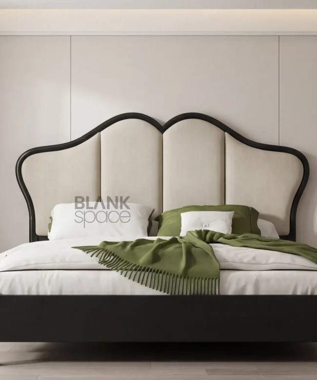 Luxury Upholstered Bed with Curved Headboard