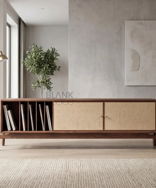 Teakwood Cane Media Console