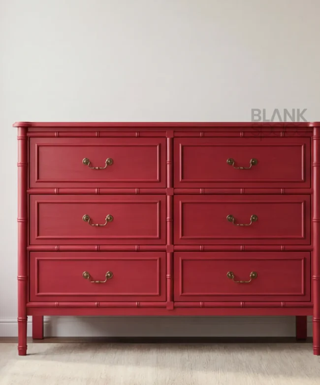 Classic Solid Wood 6-Drawer Chest in Rich Red Finish