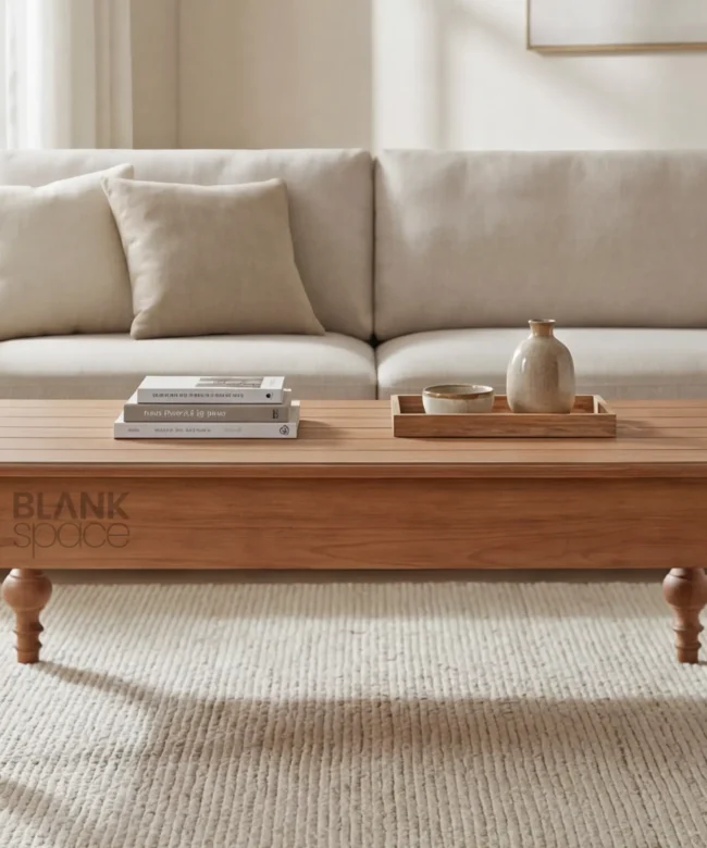 Solid Wood Coffee Table with Turned Legs