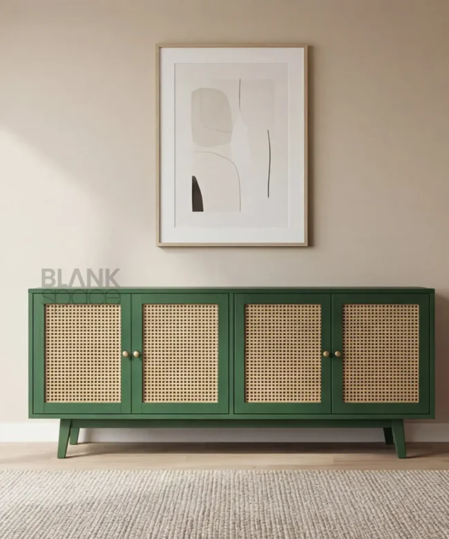 Green Cane Door Sideboard Cabinet