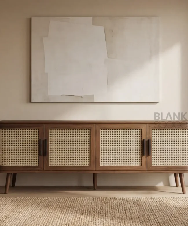Teakwood Cane Front Media Console